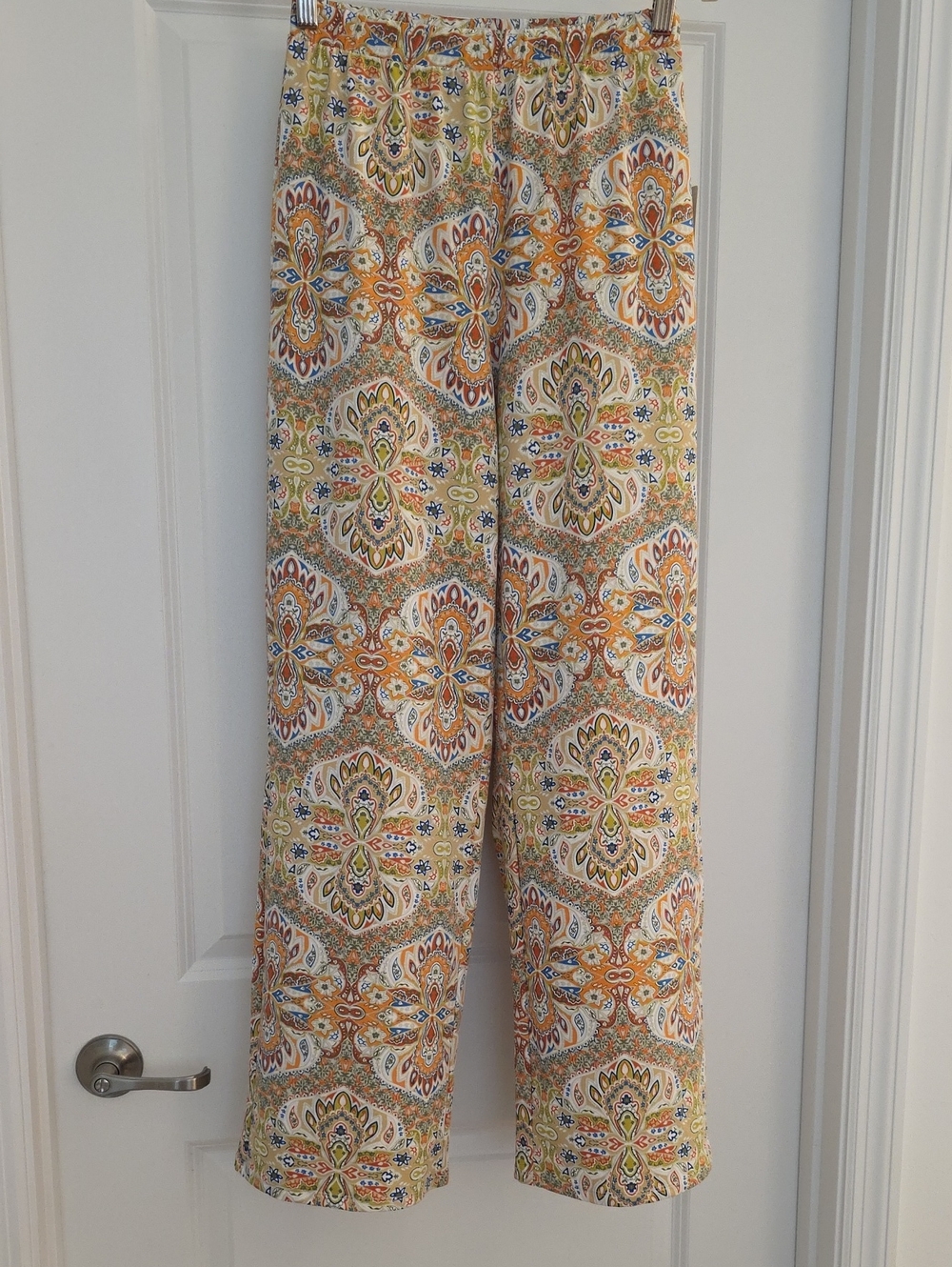 Sunny Leigh Wide-Leg Medallion Print Pants - Orange, Yellow, Blue, and Green